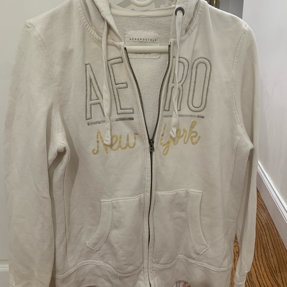 aeropostale white zipper hoodie